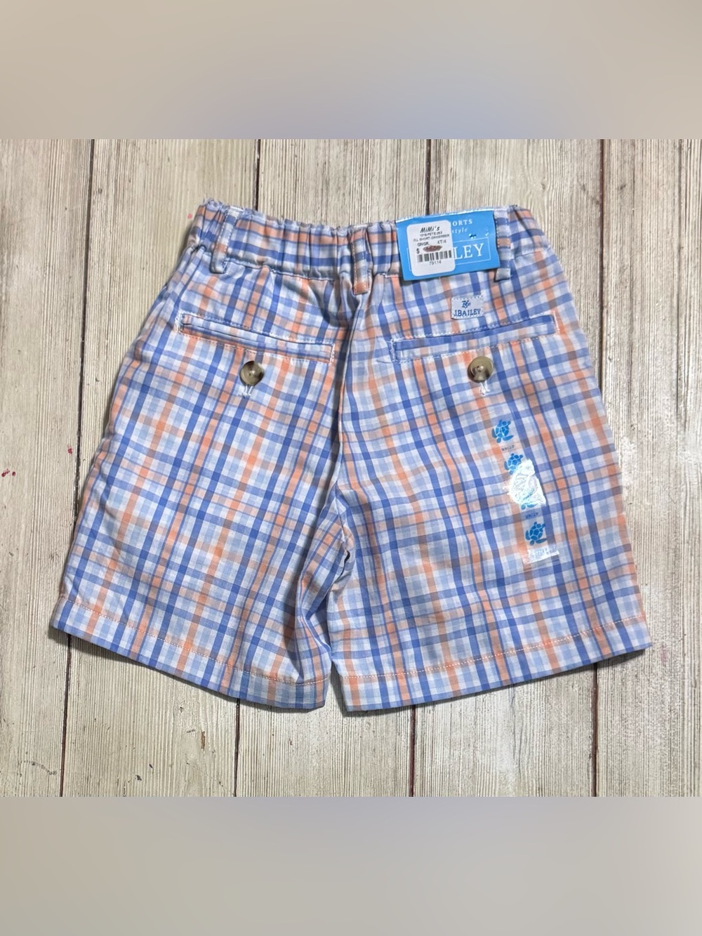 NWT J Bailey blue & orange plaid Pete shorts Boys size 4t